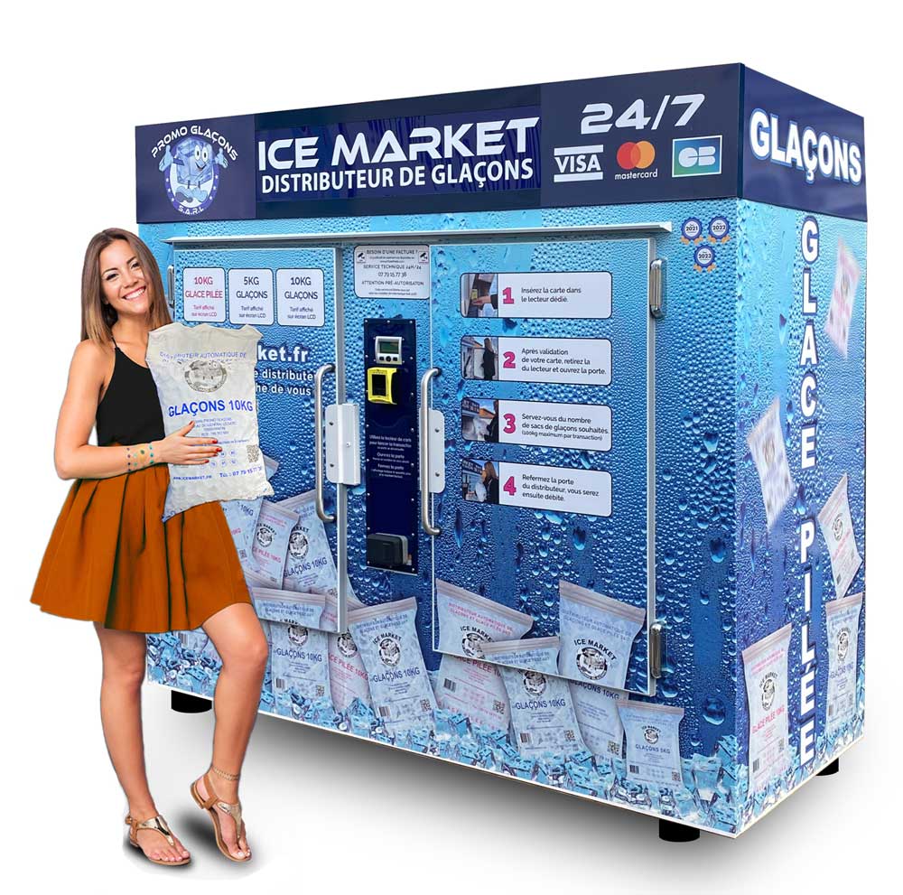 Ditributeur automatique de glaçons et glace pilée Paris et ile de france